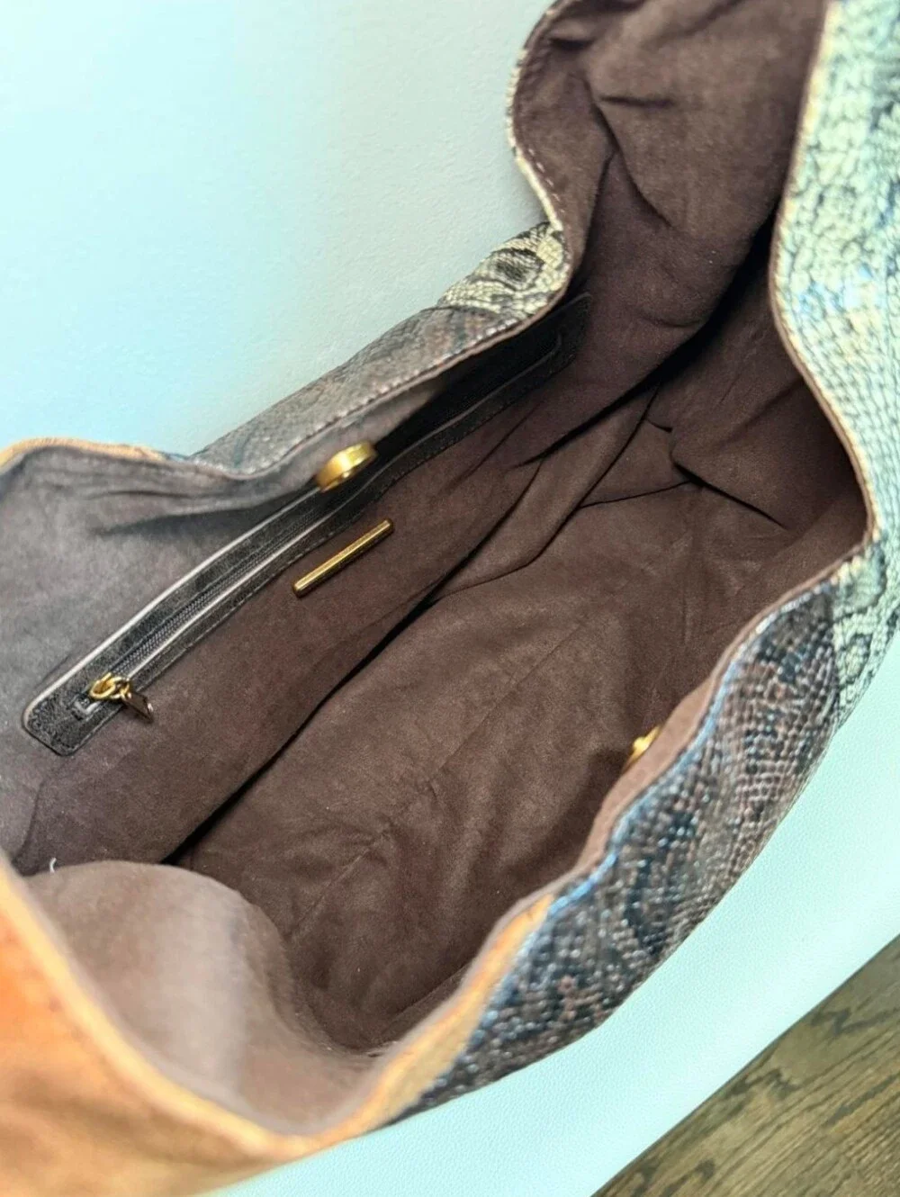 Steve Madden Patchwork Hobo Bag in Brown Snake Print